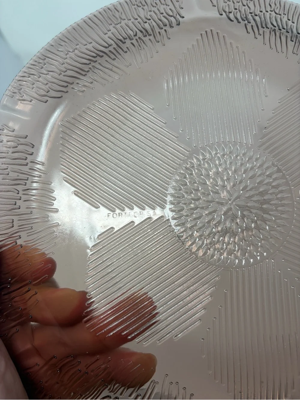 4 Dinner Plates Forte Crista Mexico Amethyst Purple Sunflower Glass 10”